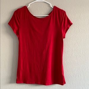 Express red strapped caged back short sleeve top